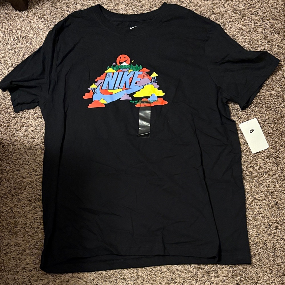 Nike Black Short-Sleeve Tee with Multicolor Graphic